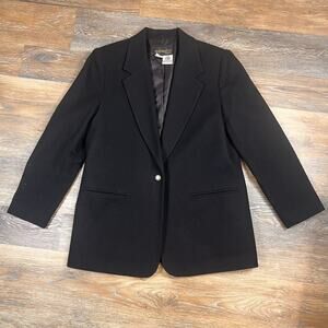 Womens Blazer Wool Black Jacket Petite Size 6 One Button Requirements Petite
